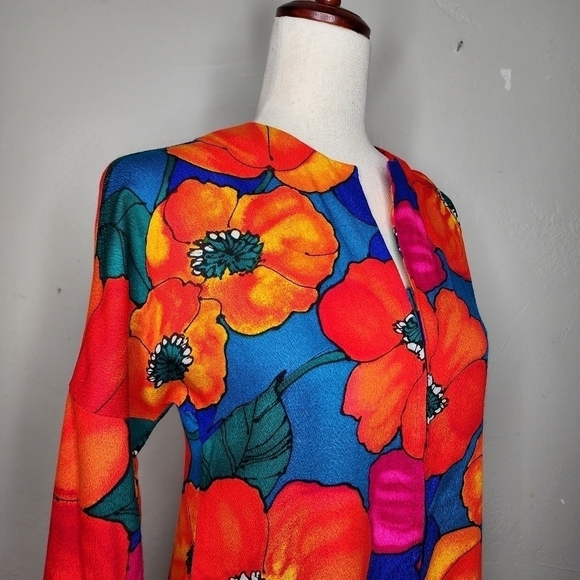 Vintage Mid Century Mod 60s Handmade Floral Maxi Dress Size‎ Small - Picture 6 of 15